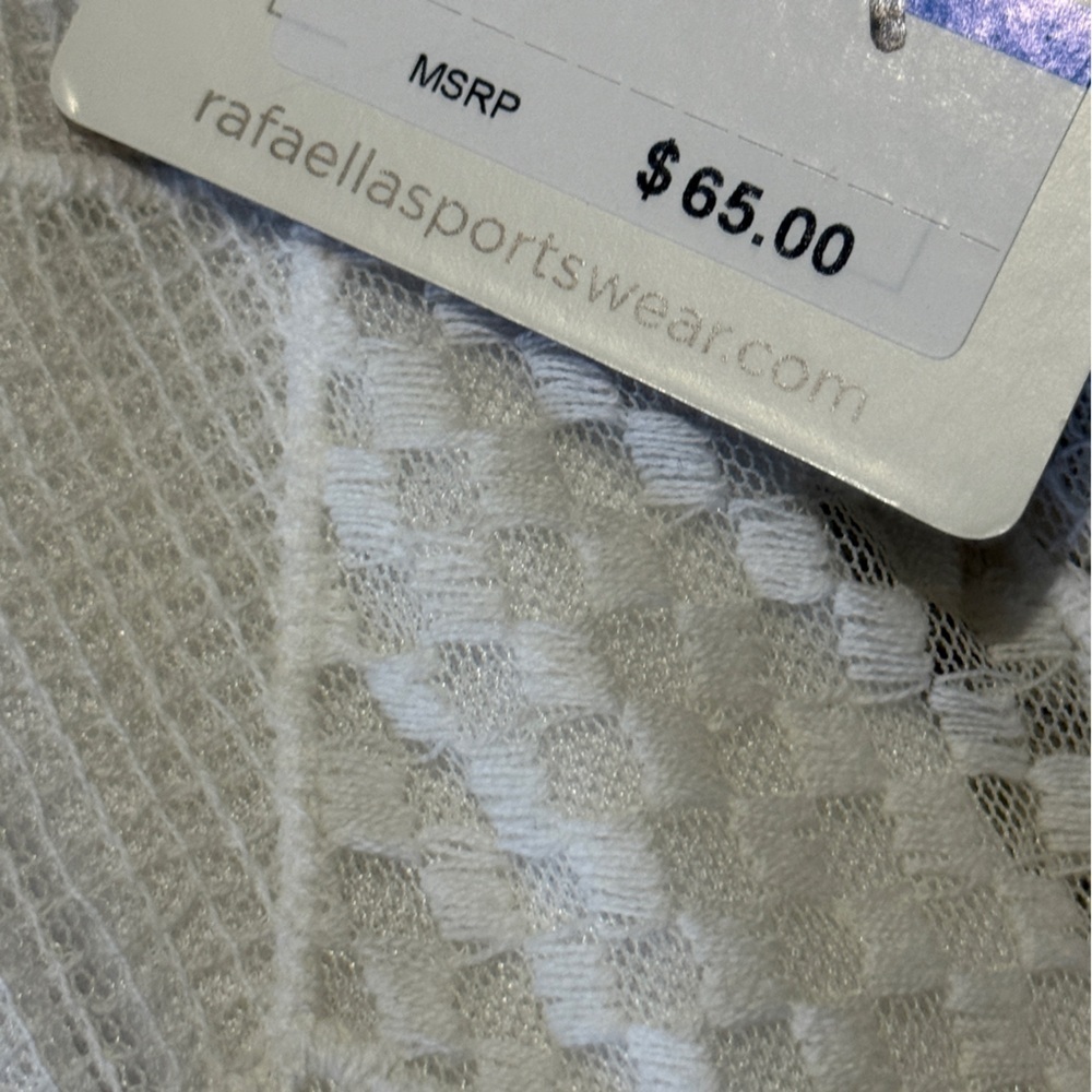Rafaella Ivory Top. Delicate patchwork pattern. Three quarter sleeves. XL. NWT. - Picture 9 of 10